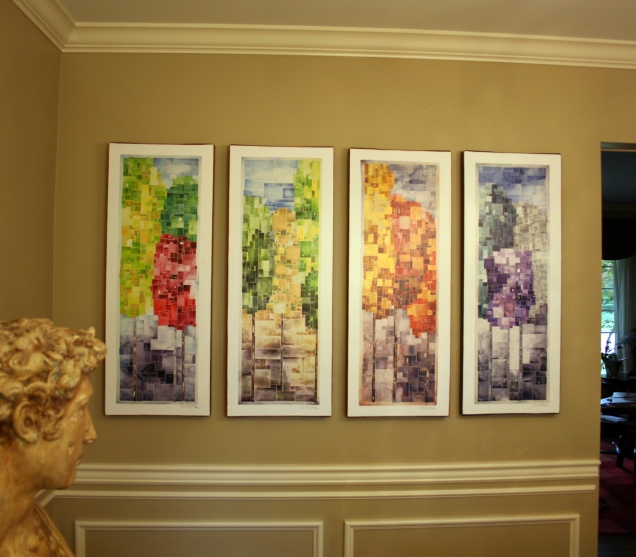 "Four Seasons of Trees", fine art giclee on canvas, 14" x 36" each.